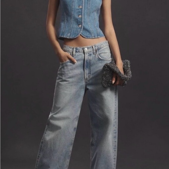 Anthropologie's Mare Mare Halter Shrunken Denim Vest in light wash - Picture 5 of 6